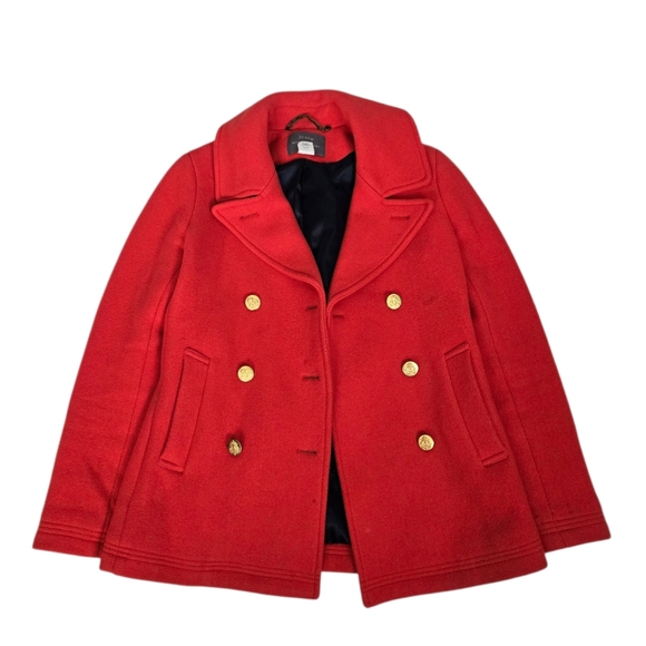 J. Crew Red Double Breasted Peacoat Stadium Cloth by Nello Gori - Picture 3 of 12